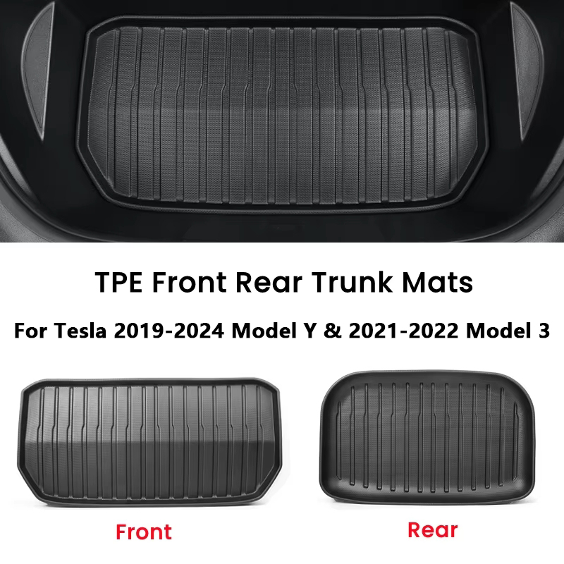 テスラモデル 3/Y フロントリアトランクマットアップグレード TPE 下部収納ボックスパッド保護カバーカーゴライナートランクトレイフロアマット