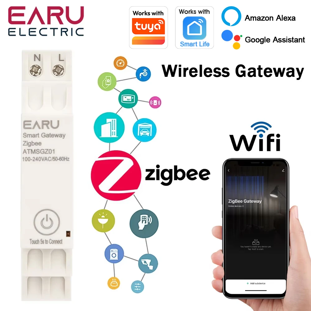 Din Rail Tuya スマート ライフ アプリ ZigBee 3.0 ゲートウェイ ハブ スマート家電ワイヤレス ブリッジ リモート コントロール オートメーション デバイスの動作