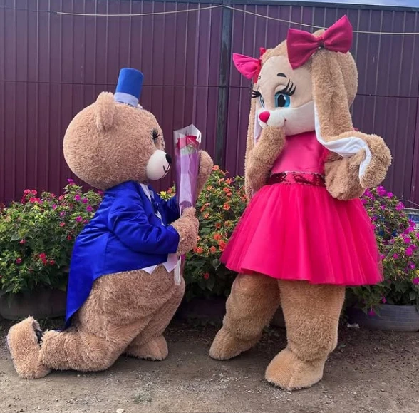 新大人キャラクターイースターウサギとクママスコット衣装ハロウィンクリスマスドレス全身カップル服