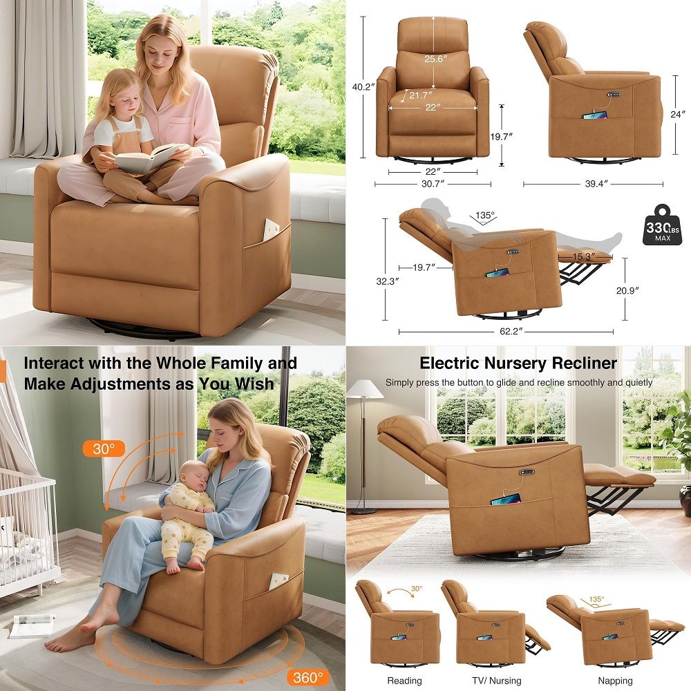 オットマン付きパパサンロッキングチェア、パッド入りクッション付き特大パパサンチェア、リビングルーム用屋内アンプ屋外ロッカーチェア