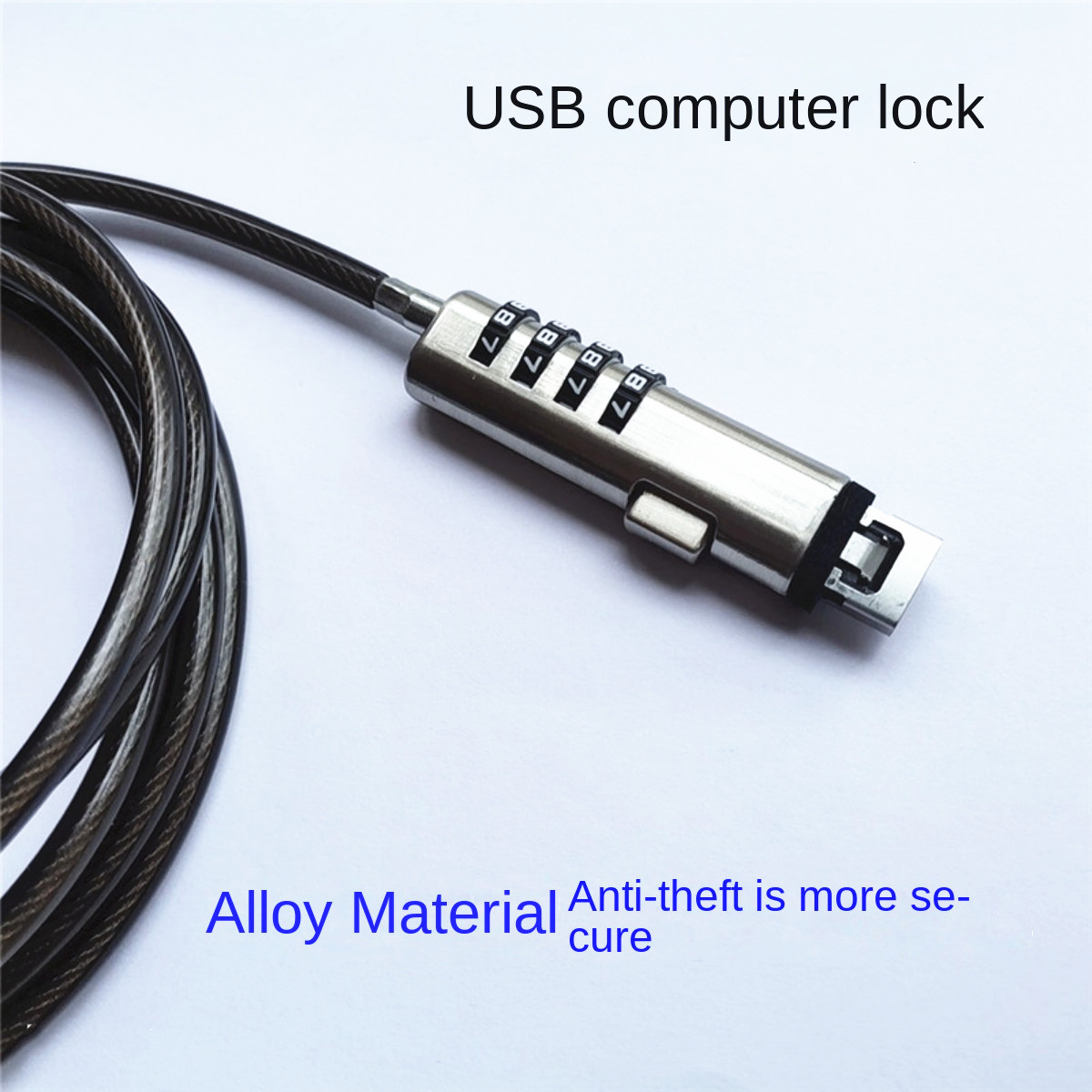 キーレス盗難防止ラップトップロック USB ポート 4 桁パスワードセキュリティスチールケーブルオフィスノートブック保護用