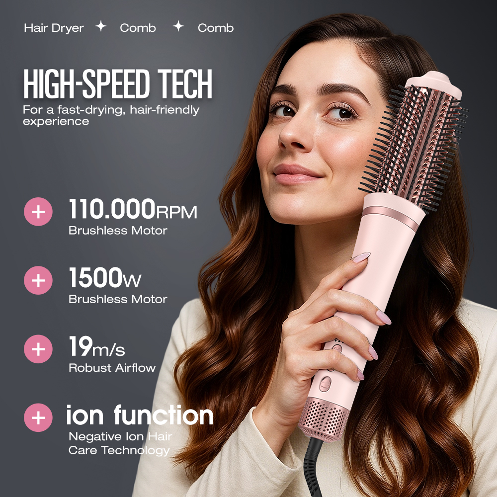 アップグレードされた高速熱風ブラシ スタイリング ツール、女性向けのサロンおよび家庭用ヘア乾燥スタイラー