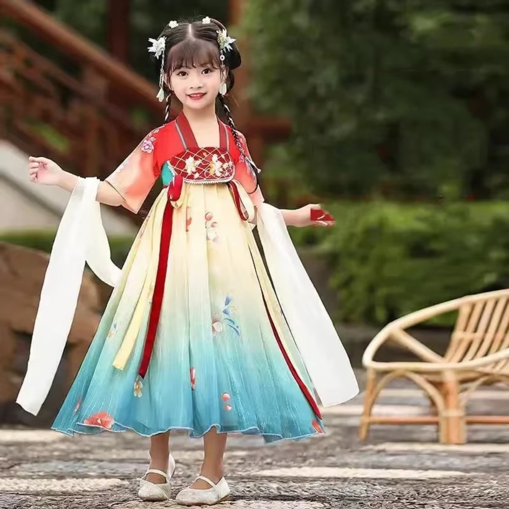 Summer Girl Hanfu Princess Dress Kids Clothes Cosplay Children Costume Fairy Dresses Girls Vestidos Long Baby Chinese Clothing