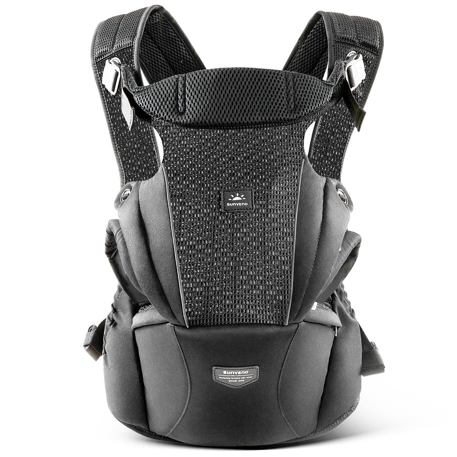 Sunveno 一体型安全ベビーキャリア 楽で快適なベビーキャリア メッシュ 通気性 4-24 ヶ月 ハンズフリー 人間工学に基づいた ブラック
