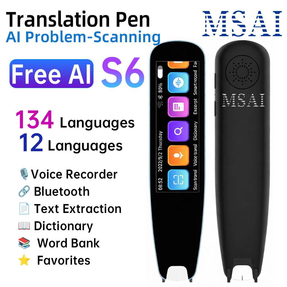 MSAI S6-AI 無料 AI スキャン翻訳ペン 12 言語スキャンしてテキスト 134 学生向けオンライン音声翻訳語彙ライブラリ