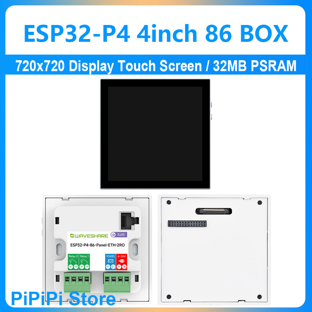 ESP32-P4 スマート 86 TV ボックス開発ボード 4 インチ 720x720 ディスプレイタッチスクリーン RS485 リレーカメラ RJ45 ETH