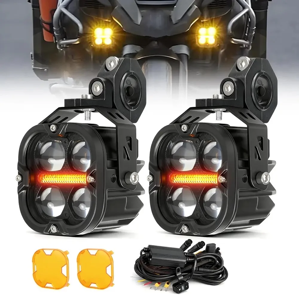 HAOLIDE 3 インチ LED ワークライトオートバイドライビングライト 2 色 6000 k 3500 k 高低ビームアンバー DRL オフロード用 MotorbikeIP68