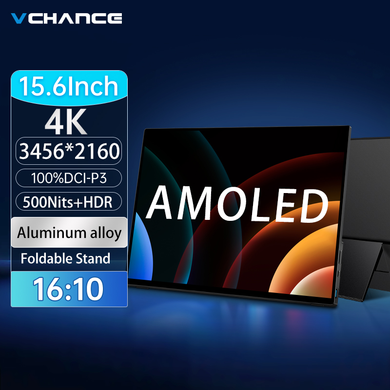VCHANCE 15.6 インチ 4K ポータブルモニター 3456*2160p 100%DCI-P3 500Nits オフィスディスプレイ PC ラップトップ電話 XBox スイッチ Macbook