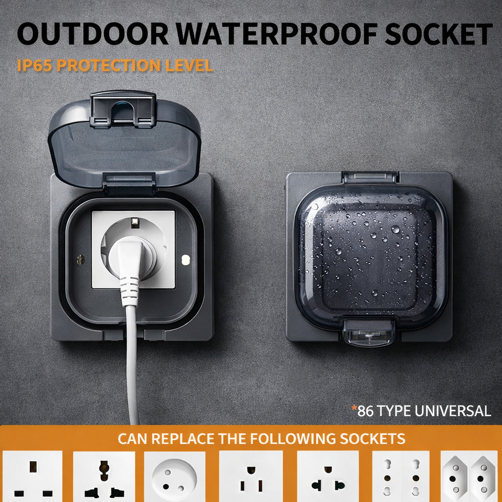 耐候性 IP65 屋外ソケット 16A 250V 米国/英国/国連/TH 10A 壁プレート浴室パティオ庭用