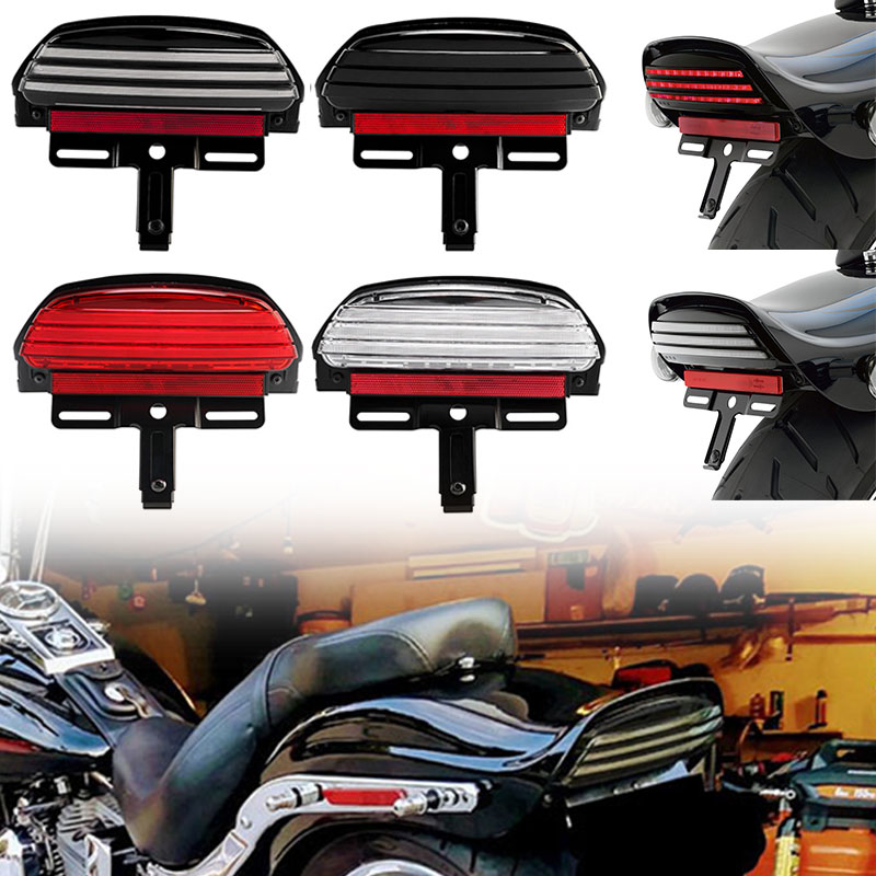 オートバイ LED テールライトトライバーリアフェンダーテールランプブレーキライトハーレーダイナファットボブソフテイル FXSTB FXSTC