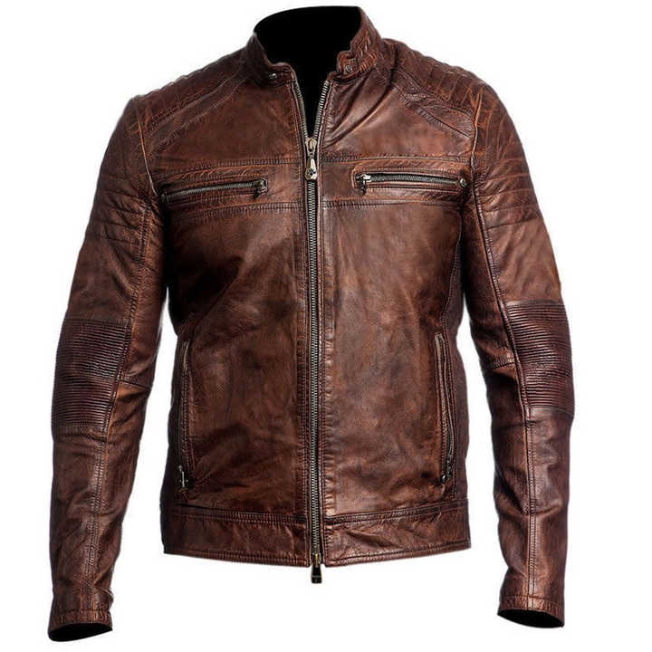 2023 New Fashion Jacket Winter Men's Leather Jacket Men Fashion Motorcycle Leather Jacket Cool Zipper Pockets Leather Coats Male