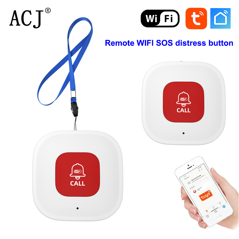ACJ WiFi緊急通報ボタン スマートTUYA SOS介護者用ポケットベル電話アラート送信機 高齢者患者用緊急通報ボタン