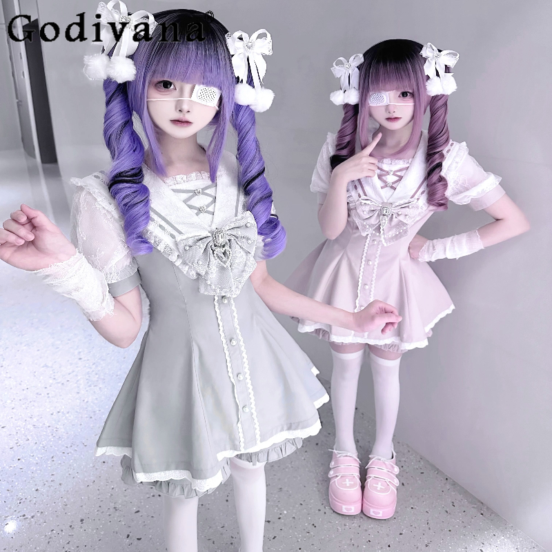 オリジナル日本鉱山量産半袖ドレスショーツ 2 点セット 2025 女の子甘いかわいい弓パールチェーン Lo ドレスセット