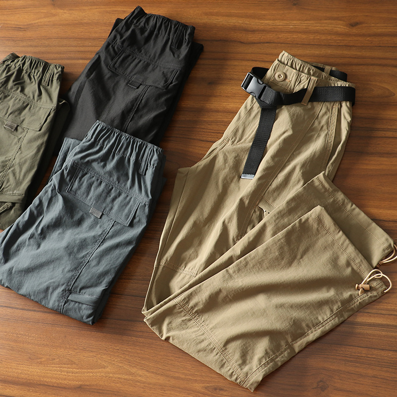 Men's Summer Cargo Pants Outdoor Street Fashion Spring Slacks Baggy Joggers Hiking Long Loose Vintage Long Trousers For Men