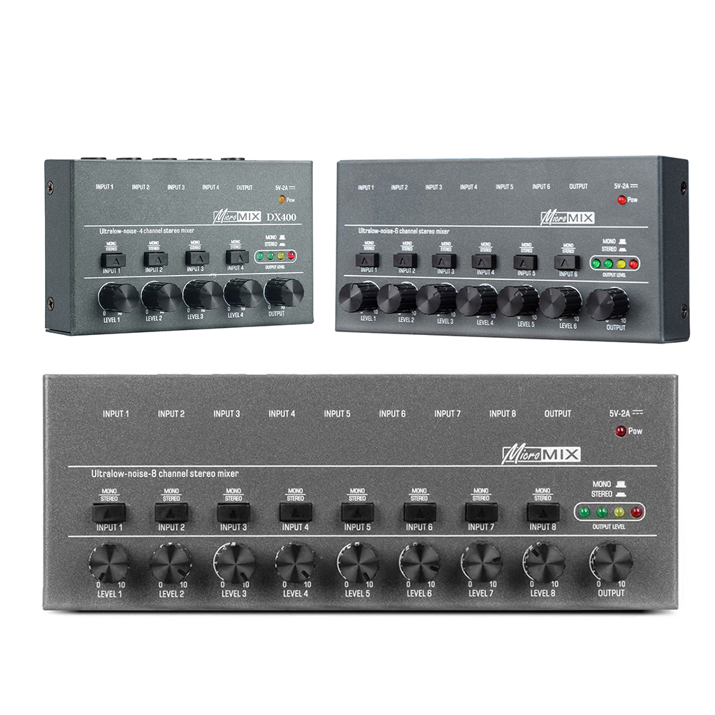 4/6/8 チャンネルラインミキサー超低ノイズ TYPE-C 5V 2A ベースミキサー簡単操作小さなクラブやバーのサブミキシングに最適