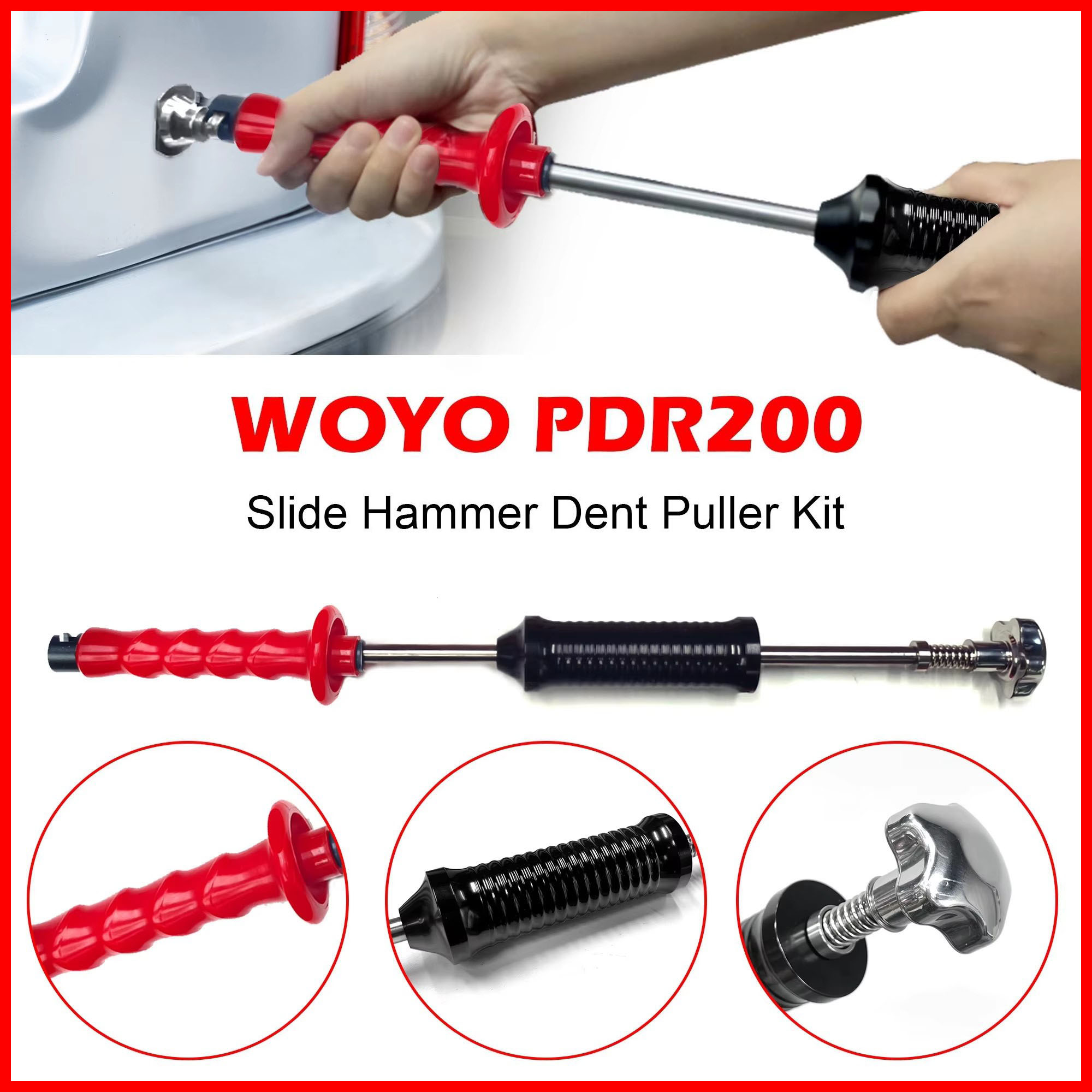 PDR スライドハンマーデントプーラーキット板金ツール自動車ボディへこみ除去あられ損傷修理 WOYO PDR200 車のデントリペアツール