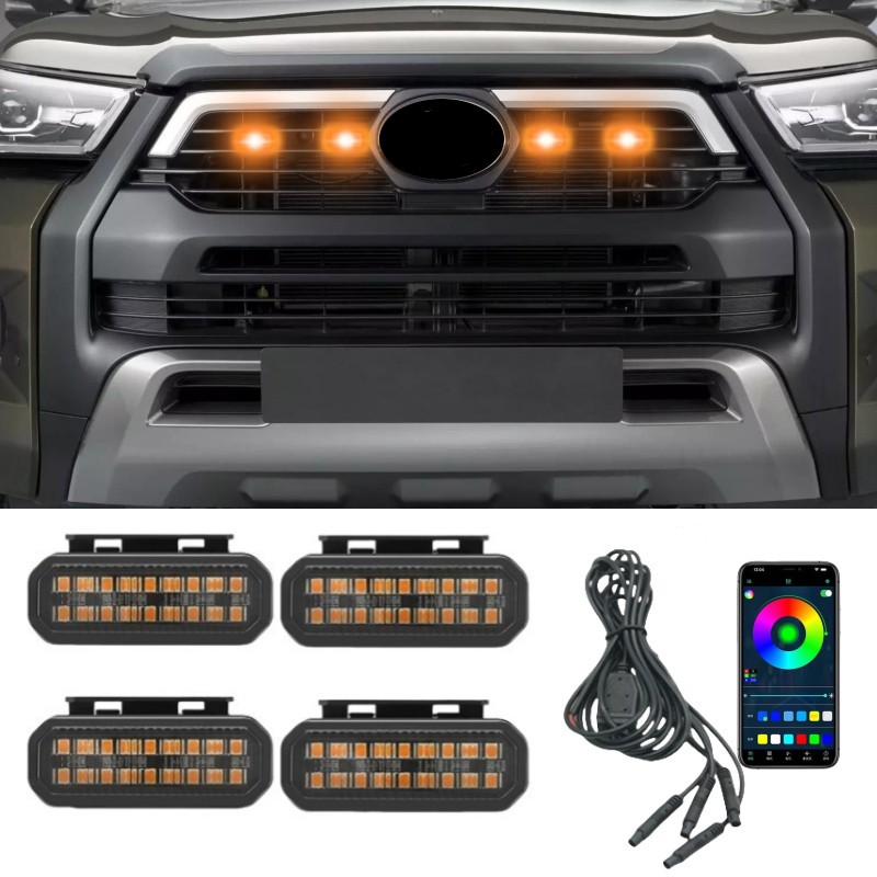 18LED フロントグリルライトトヨタハイラックス車のデイタイムランニングライトホイール眉毛ランプピックアップオフロード 12V