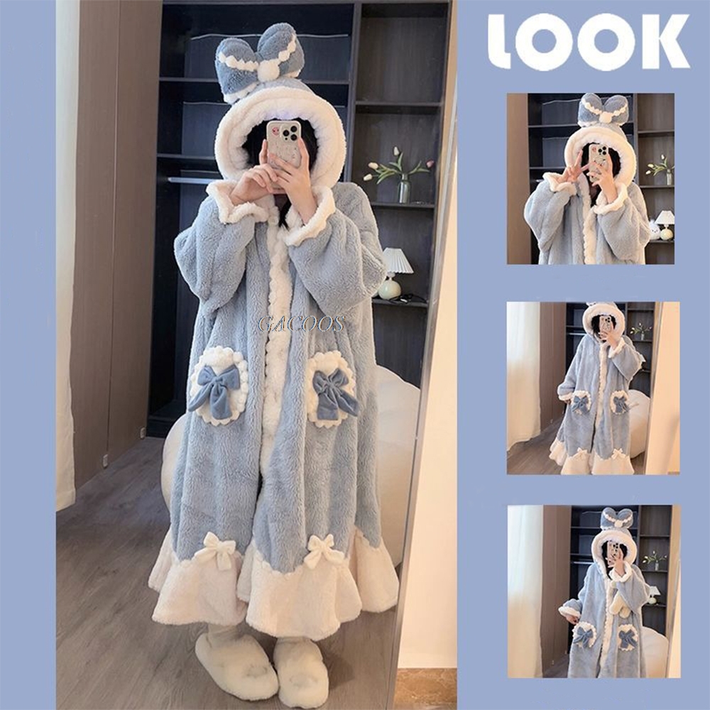 ソフト女の子フランネルパジャマ秋と冬のパジャマ女性のための暖かいバスローブ少年パジャマ家族マッチングバスローブかわいい服