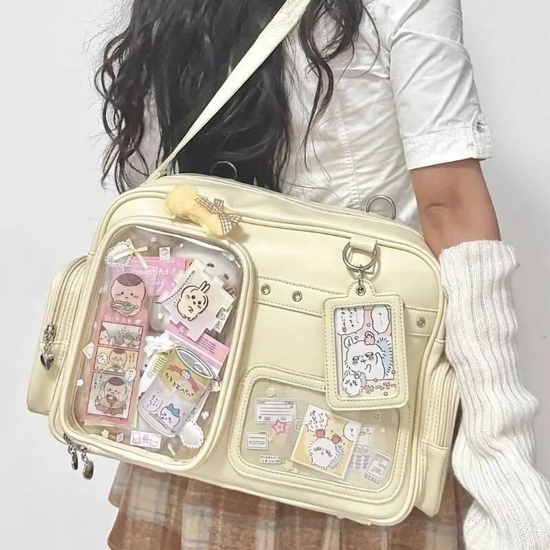 新しい Y2K かわいい Ita バッグコンサート大容量ショルダーバッグロリータ少女透明バックパック DIY バッジディスプレイカジュアルクロスボディバッグ