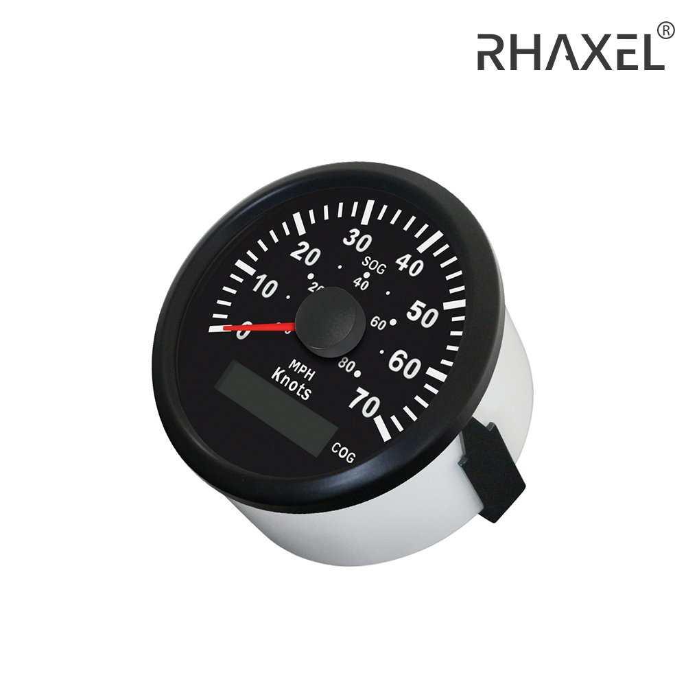 RHAXEL GPS スピードメーター ゲージ 0-15 0-35 0-60 ノット ボート ヨット 船舶用 3-3/8 インチ (85mm) 9-32V 防水 赤色バックライト付き