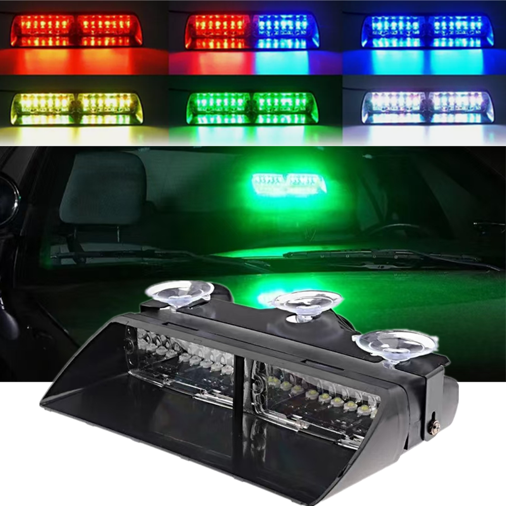 車のストロボ点滅ライトランプ 16LED 車の充電器アダプタ付き警察 LED フラッシャー緊急フロントガラス警告ビーコンライト