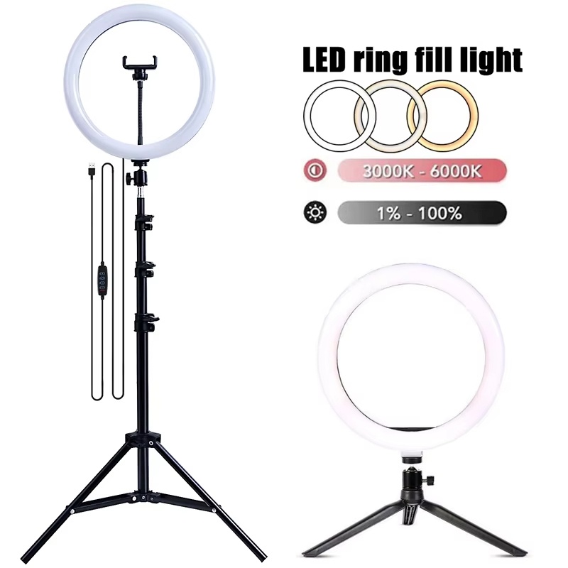 LED Selfie リングライト調光可能な LED 写真撮影フィル Lighring 三脚 Bluetooth リモコン付き電話ビデオライブ録画