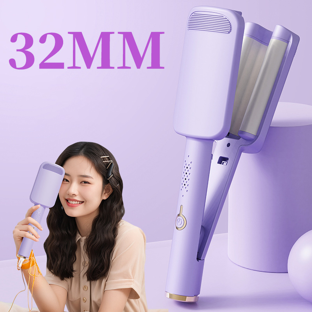 32 ミリメートル電気ヘアアイロンヘアカーリングツールディープウェーブヘアカーラー温度調節可能な高速加熱杖すべてのヘアスタイル