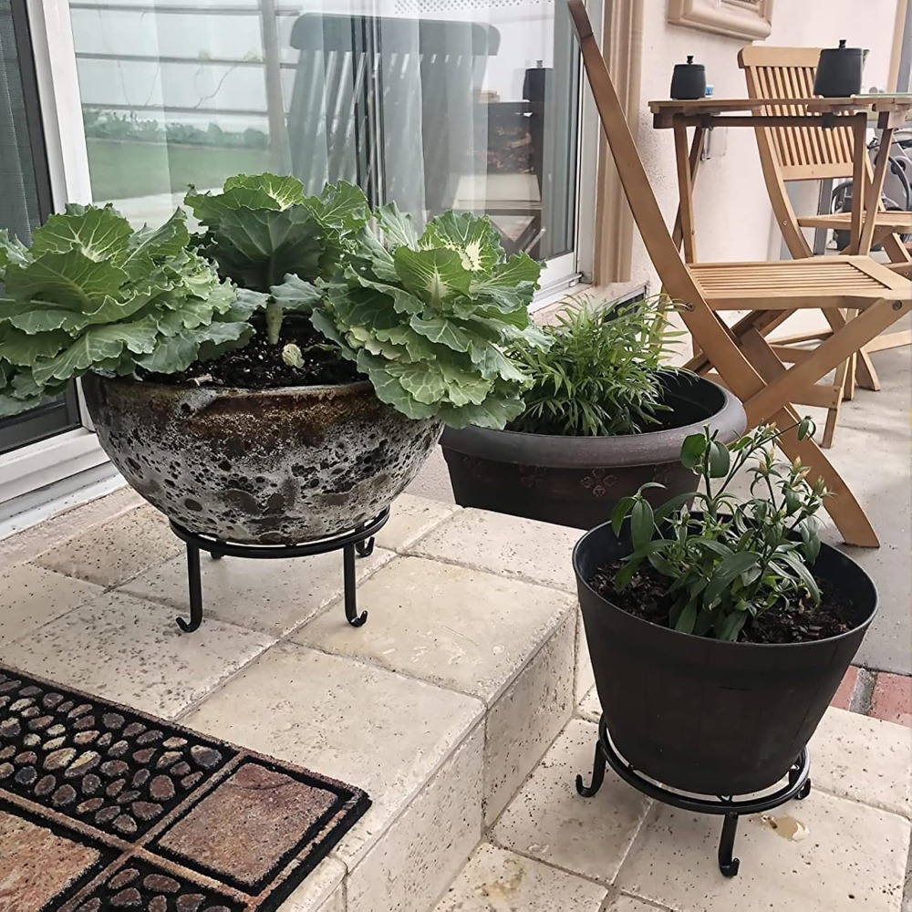 ブラックメタル植物スタンド屋内屋外植木鉢用高耐久防錆鉄プランターホルダーラック庭用