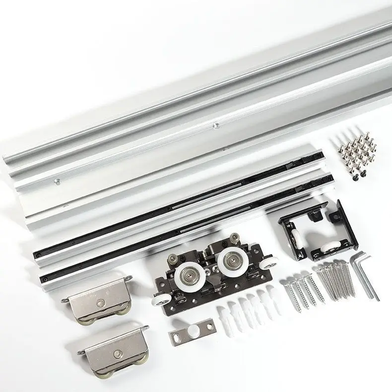 隠し木製ゴーストドアスライドレールキット 80kg 耐荷重トラックハードウェア 700mm-1200mm ドアスライドシステム用