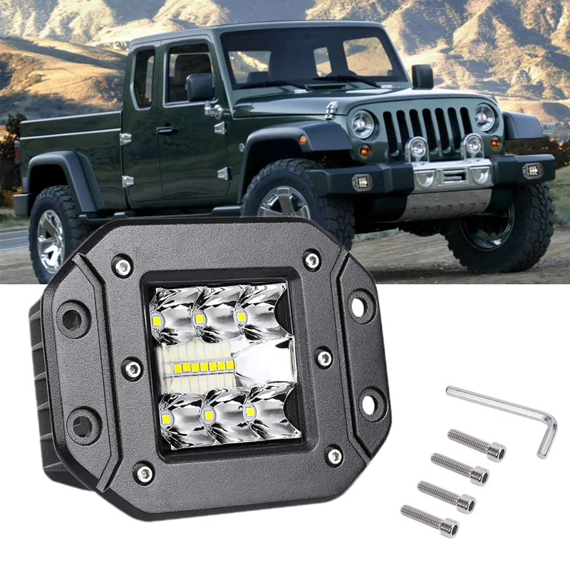 5 "フラッシュマウント LED ワークライトバーオフロード 12V 24V スポットフラッド LED ライトバー車のトラック ATV ヘッドライト
