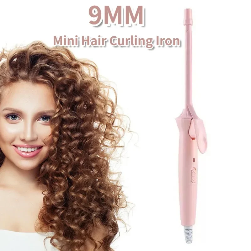 ミニヘアアイロン 9 ミリメートルカーラーワンドプロフェッショナルカーリートングセラミック電気サロンスタイリングツール小型圧着アイロンカーラー