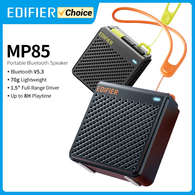 Edifier MP85 ポータブル Bluetooth スピーカーキャンプウォーキングスピーカーワイヤレスステレオ 70 グラム軽量 8H 再生防水