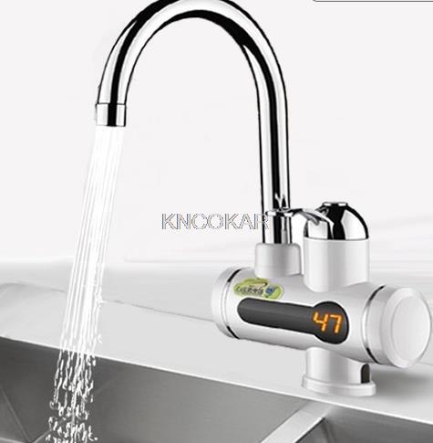 インスタント電気温水器キッチン洗面台の蛇口タンクレス防水ホットとコールド浴室ミキサー水栓シングルハンドル 220V