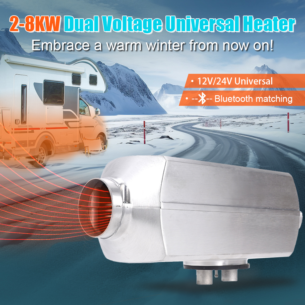 2/5/8KW ディーゼルヒーター Bluetooth アプリリモコン w/自動高度調整エアヒーター 12V 24V RV トレーラーキャンピングカーバン用