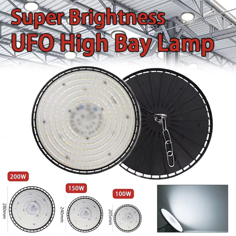 100-200 ワット LED 産業用 UFO ハイベイランプ超高輝度耐久性のあるワークショップ倉庫工場屋内照明防水シャンデリア