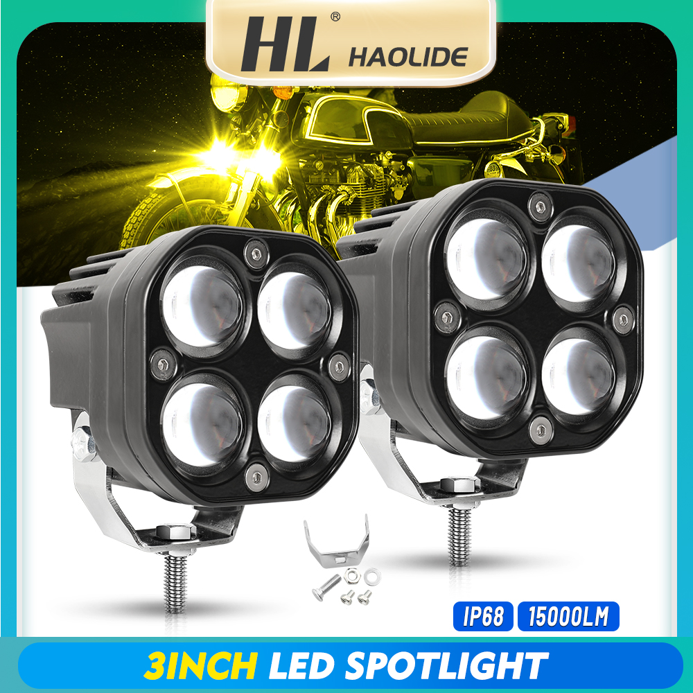 HAOLIDE 3 インチ 120 ワット Led ワークライト 12D スクエアスポットライトオートバイドライビングライトフォグランプ 12V 4LED ヘッドライトオフロード用