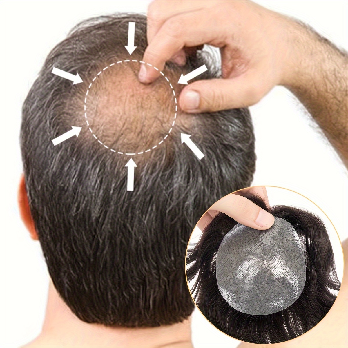 メンズかつら本物の人毛ソフト薄い皮膚メンズヘアピース毛交換システム軽度の脱毛用