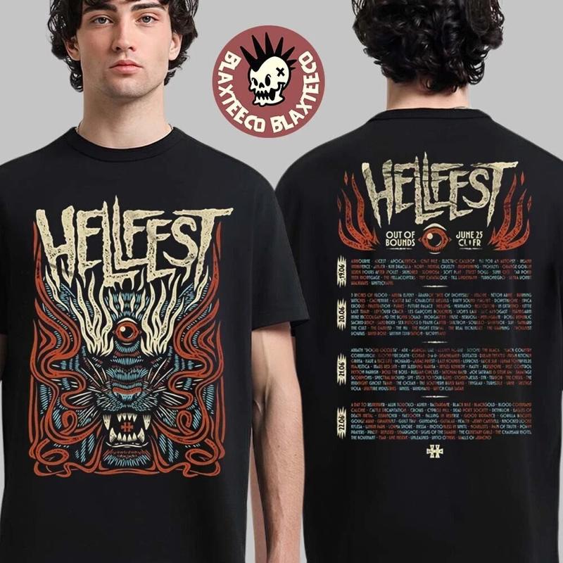 Hellfest 2025 Out Of Bounds Merch Clisson France 6 月 19 ～ 22 日 Wt ライン シャツ ファン