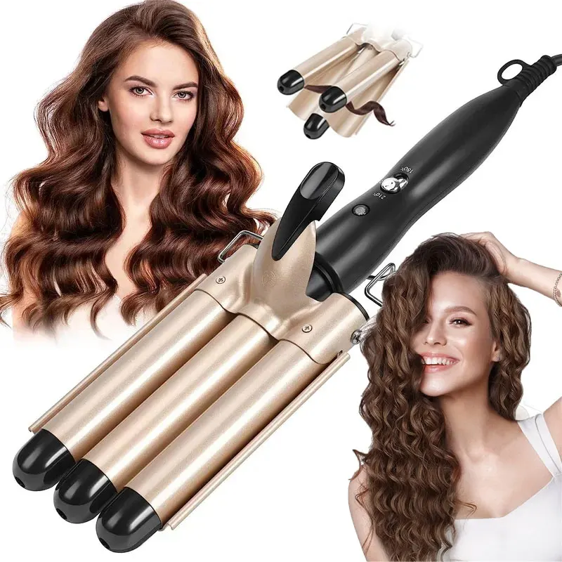 プロのヘアカーリングアイロンセラミックトリプルバレルヘアカーラーアイロンヘアウェーブウェイバースタイリングツールヘアスタイリング家電