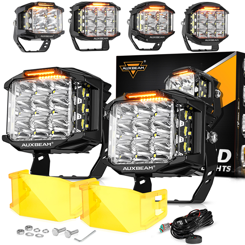 Auxbeam 1 ペア 4 インチ 5 インチ LED ライトポッド作業灯両面シューターライト DRL ドライビングランプトラックピックアップオフロード用