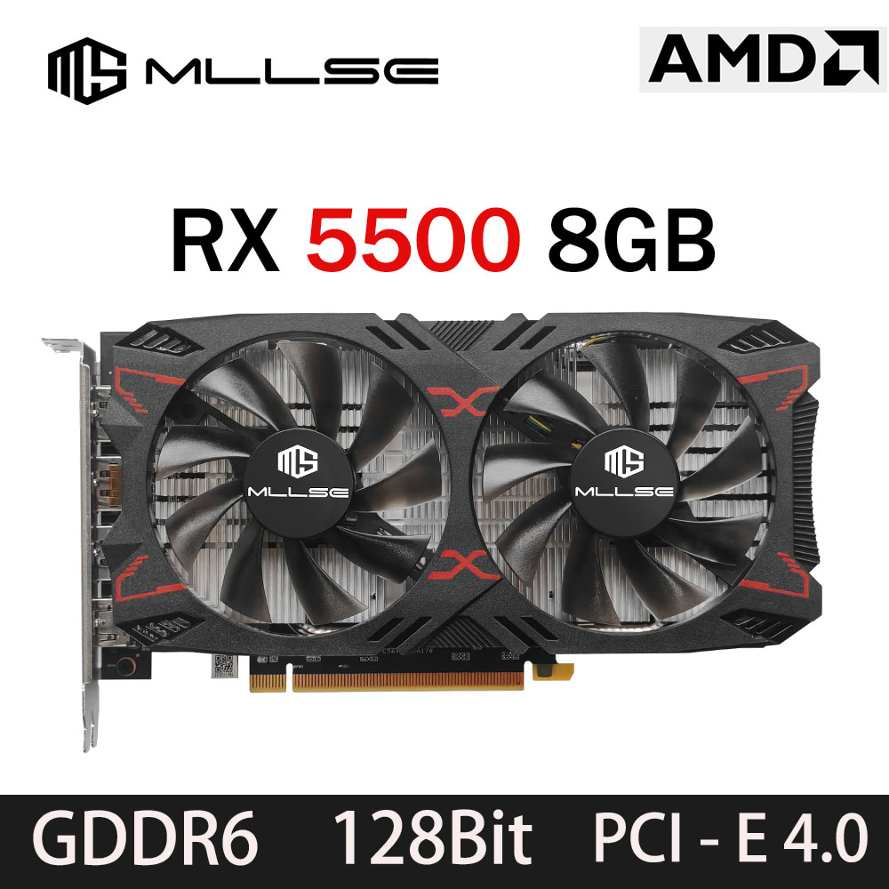 MLLSE グラフィックカード RX 5500 8GB ゲーミンググラフィックカード 7NM 128bit GDDR6 8ピン PCI Express 4.0 x 8 1717MHz DP*3 デスクトップ
