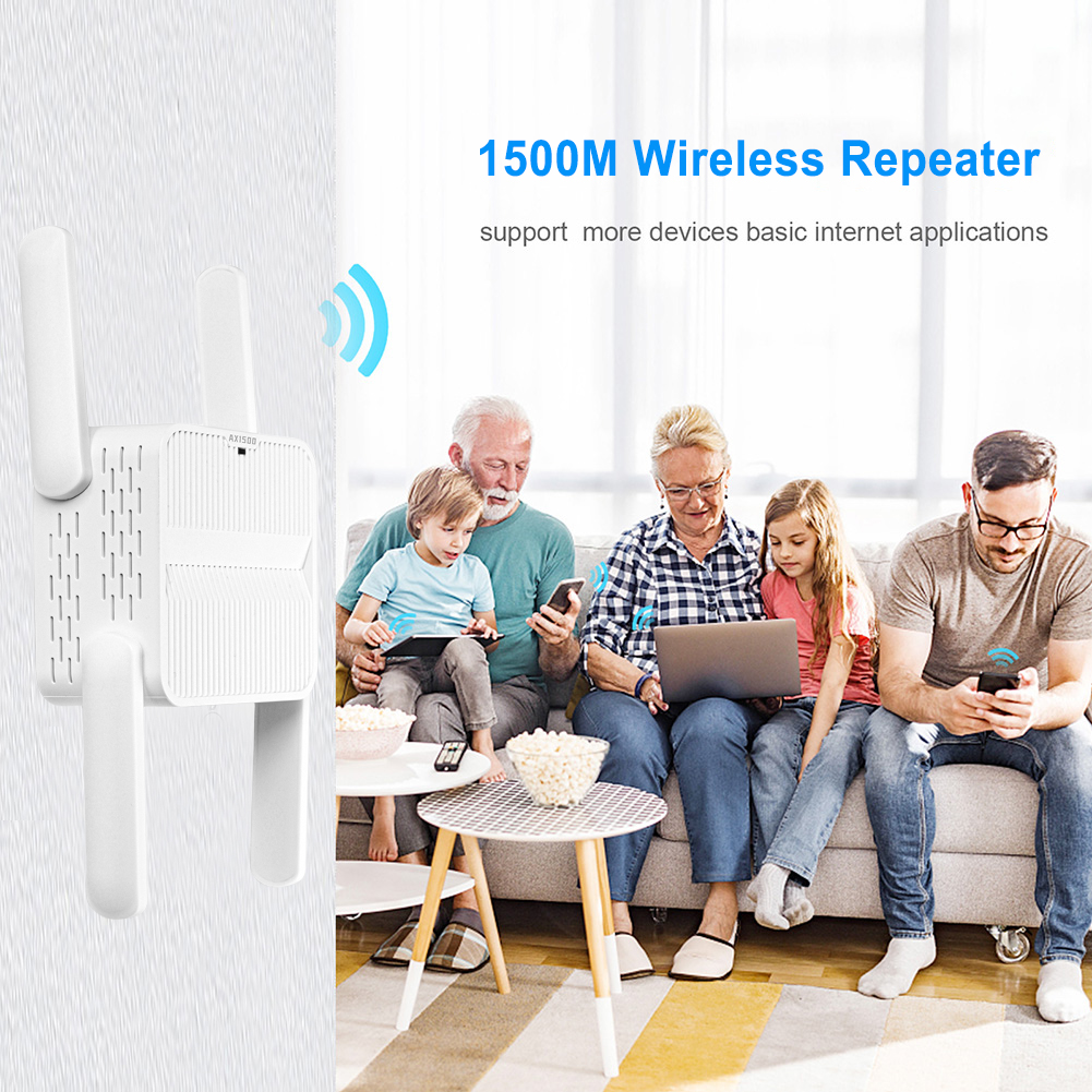 WiFi 6 リピーターエクステンダー 1500Mbps WiFi 6 アンプデュアルバンド 2.4G/5GHz Wi-Fi ブースター 4*2dbi アンテナ長距離ネットワーク簡単セット