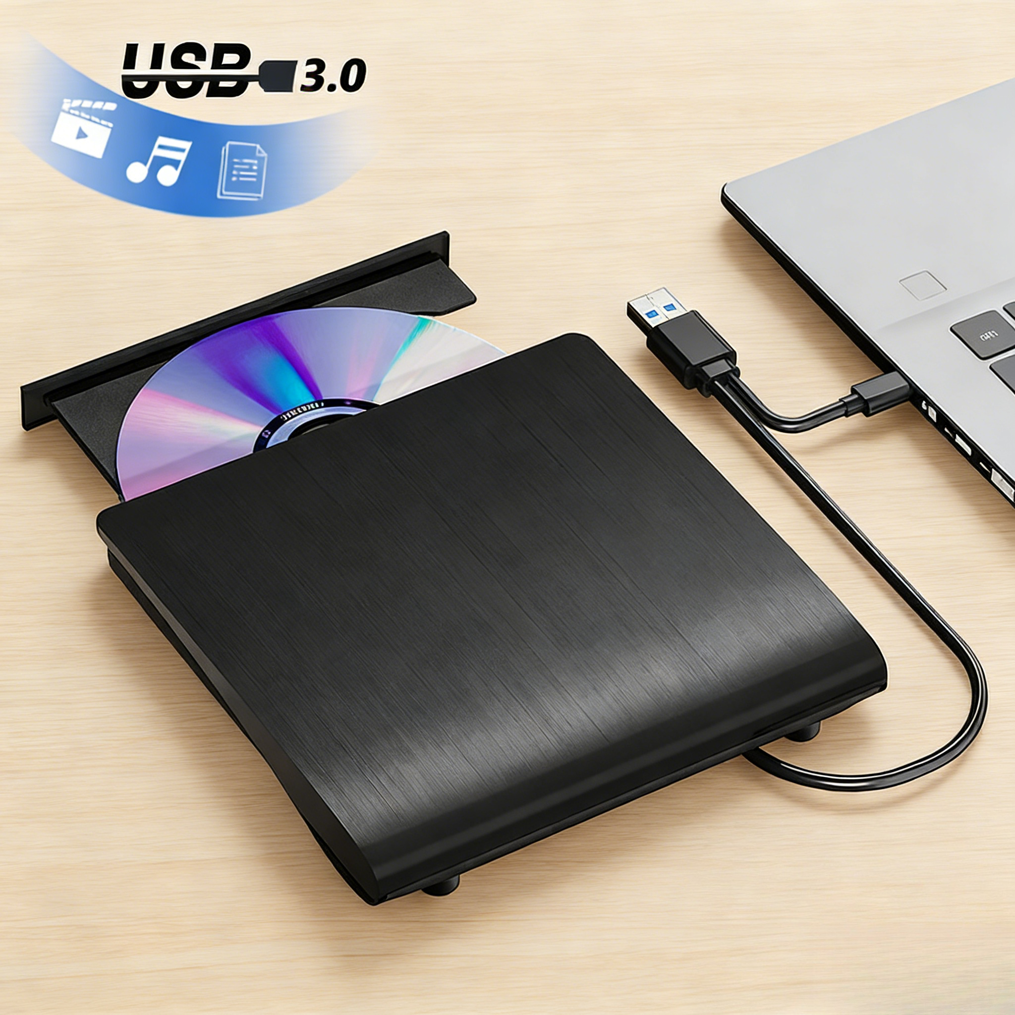 ポータブル外部 CD DVD RW ドライブ USB 3.0 USB C 光学ドライブ読み取りバーナー ラップトップ PC Windows 11 10 Linux OS Mac 用