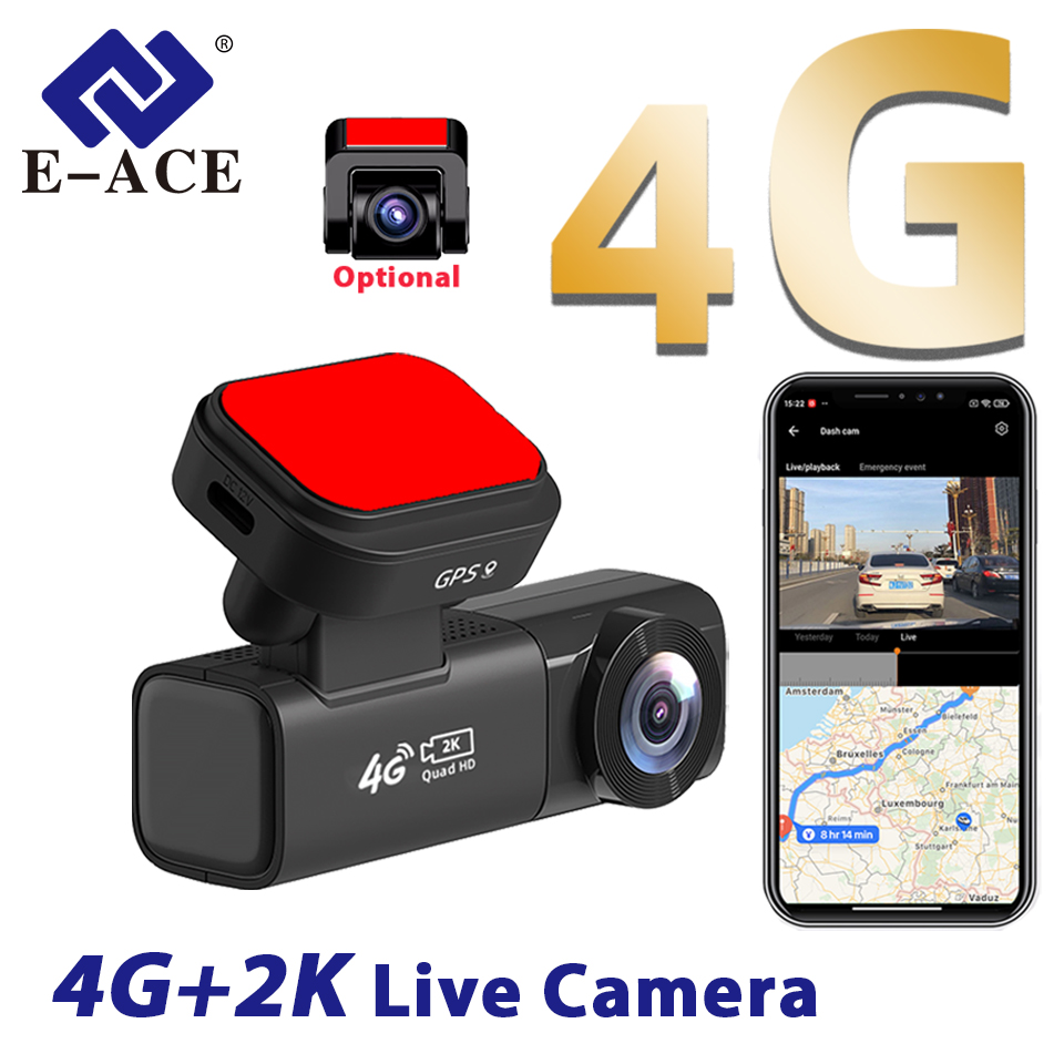 E-ACE 2K 4G ライブダッシュカム オプション 1080P リアデュアルカム記録 GPS リモートモニター APP 制御クラウドストレージナイトビジョン隠し DVR
