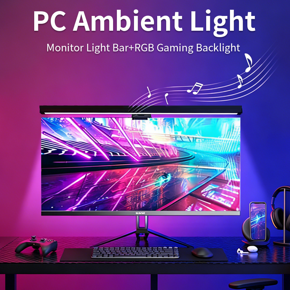 LED RGB ゲーム周囲光柔軟なシリコンバックライトスマートデスクライトバー目の保護 LED ランプモニターオフィス読書用