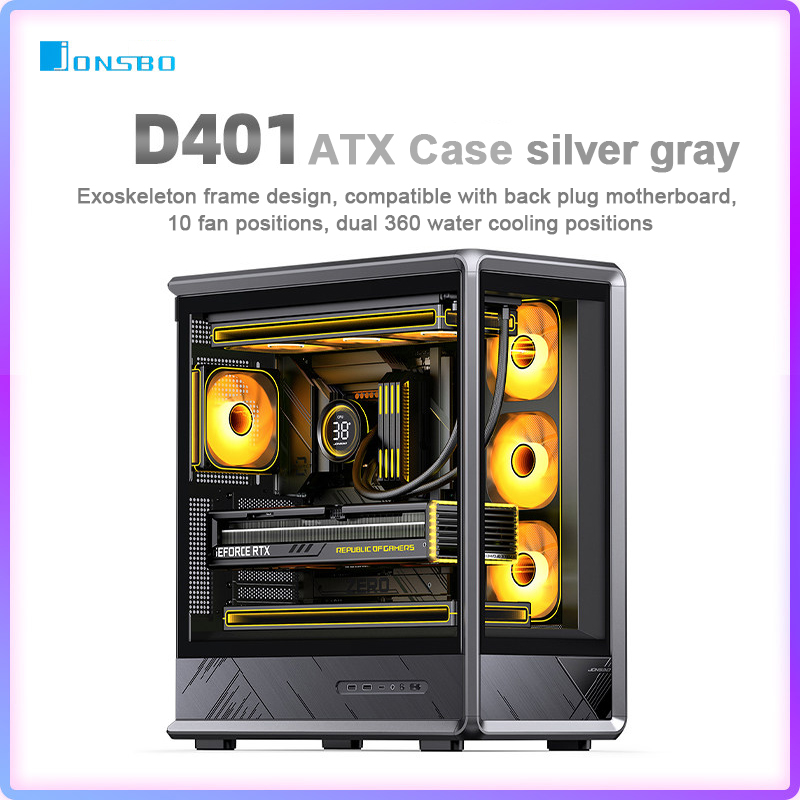 JONSBO D401 ATX コンピュータ ケース パノラマ シービュー M-ATX / MINI-ITX E スポーツ ゲーム シャーシ サポート デュアル 360 ウォーター クーラー
