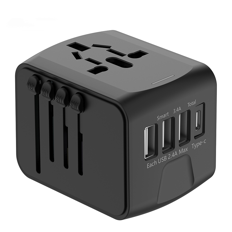 急速充電用の USB および Type C 電源アダプタ 3 個を備えた海外旅行用アダプタ EU/英国/米国/オーストラリアのトラベル プラグ