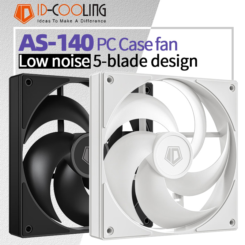ID Cooling AS 140 高風量 14cm 5枚羽根 静音設計 PCケースファン PWMシリーズ インターフェース CPU水冷ラジエーター用