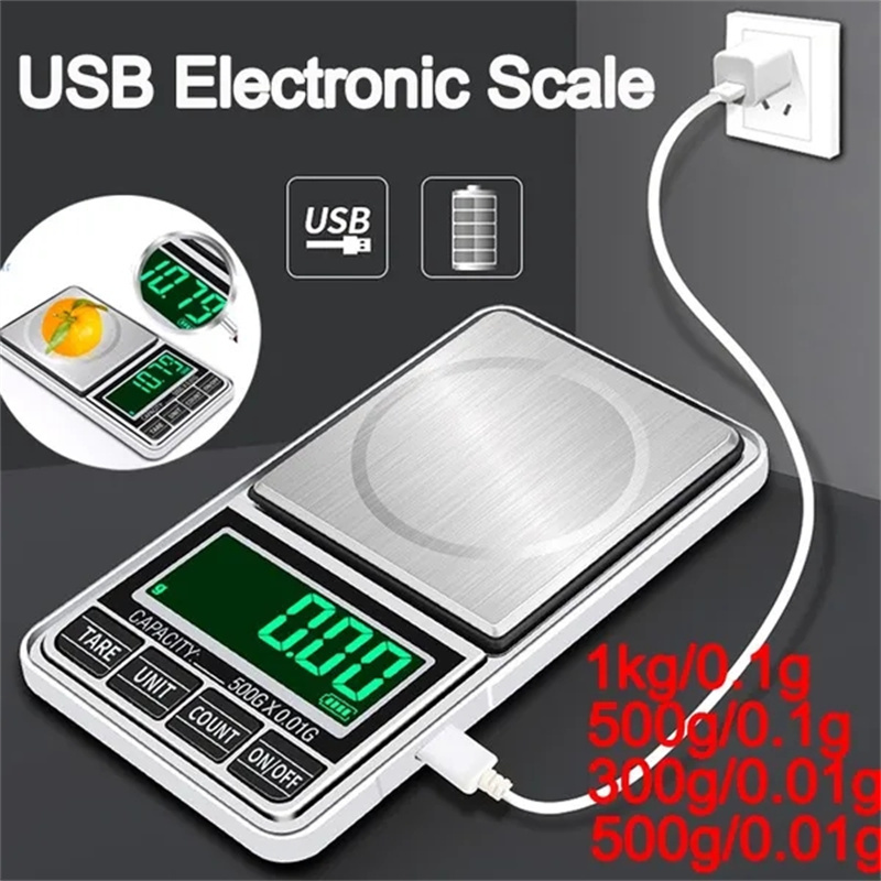 ポータブルミニポケットジュエリースケール USB 充電式デジタル電子ジュエリースケール高精度ミニポータブル LED バランス