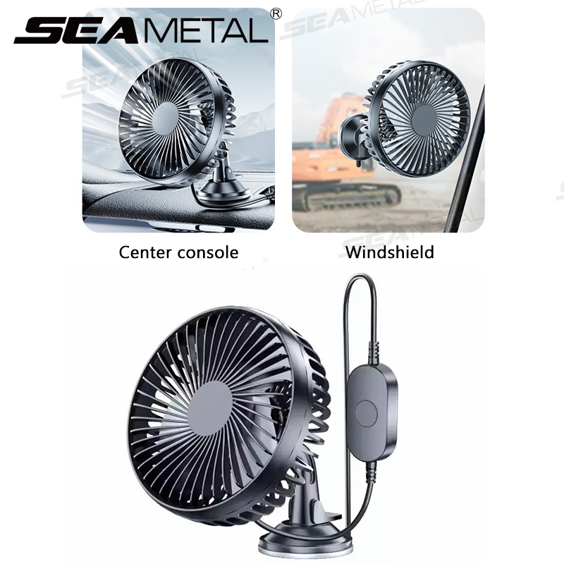 SEAMETAL 吸盤カーファン 360 度回転可能な USB インターフェース低ノイズ 3 速度制御強力な冷却ファン車のホームオフィス用
